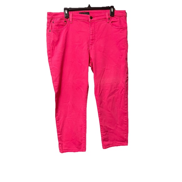 LRL Lauren Jeans Co‎ Classic Straight Cropped Barbie Pink Womens Size 16 - Picture 1 of 8